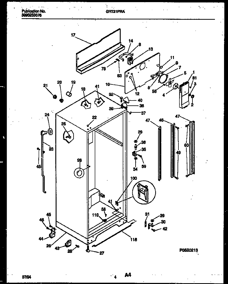CABINET PARTS Diagram and Parts List for GRT21PRAD0  Gibson Refrigerator
