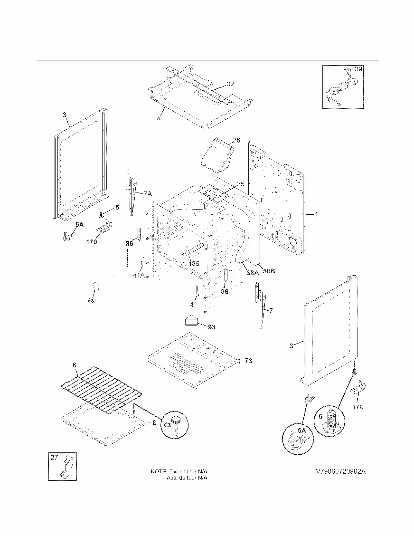Body Diagram and Parts List for 79060721903  Kenmore Range