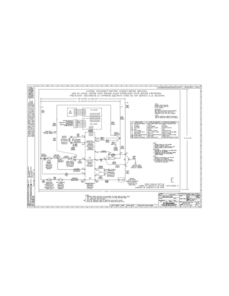 Wiring Diagram Diagram and Parts List for FARE4044MW1  Frigidaire Dryer