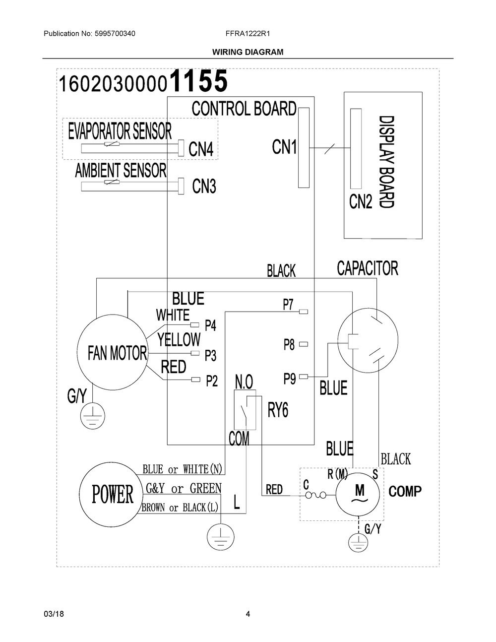 Wiring Diagram Diagram and Parts List for FFRA1222R11  Frigidaire Air Conditioner