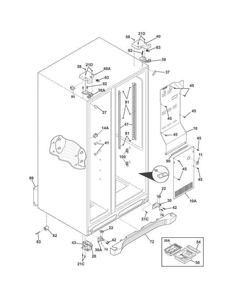 Cabinet Diagram and Parts List for EW23CS85KS2  Electrolux Refrigerator