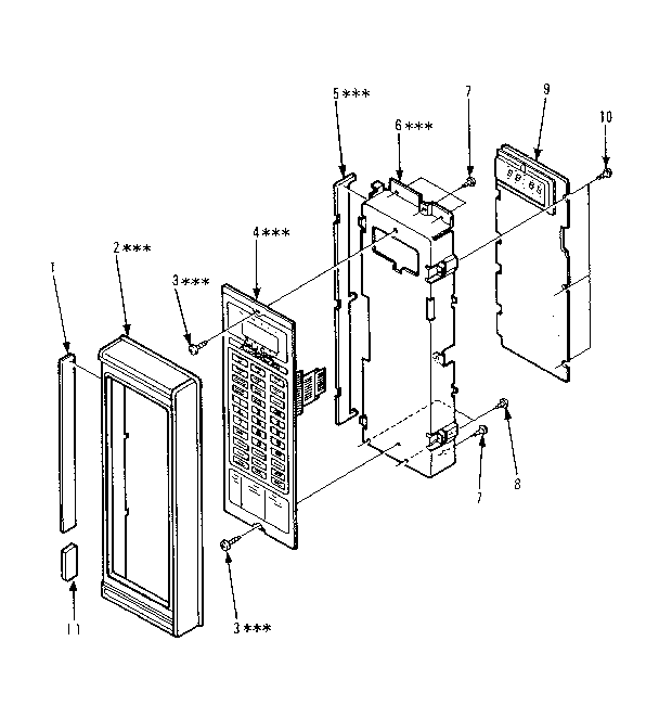 Control Panel Diagram and Parts List for 5648698610  Kenmore Microwave