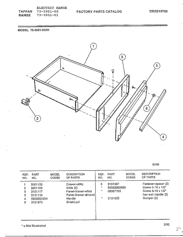 Electric Range Page 12 Diagram and Parts List for 73-3951-00  Tappan Range