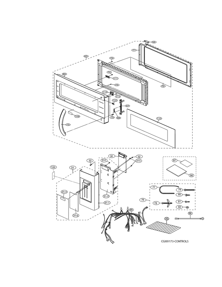 Control Panel,door,miscellaneous Diagram and Parts List for CGMV173KBB  Frigidaire Microwave