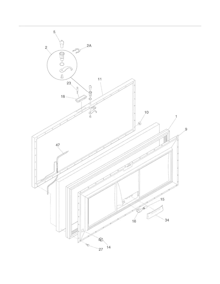 Door Diagram and Parts List for FFCH13M2MW0  Frigidaire Freezer