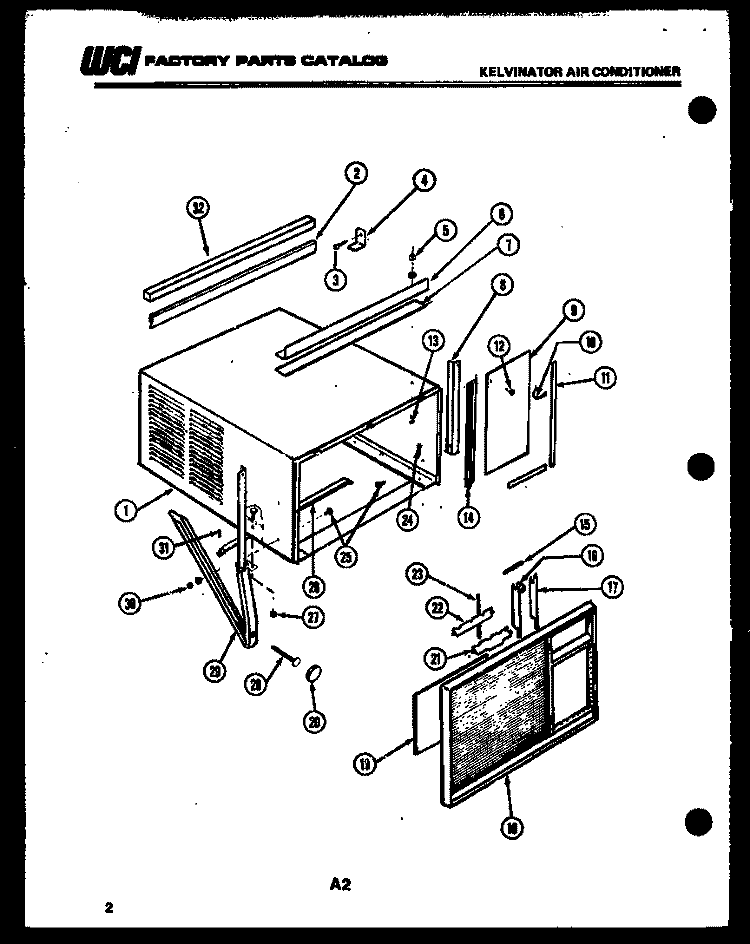 CABINET PARTS Diagram and Parts List for MH525C2S5  Kelvinator Air Conditioner