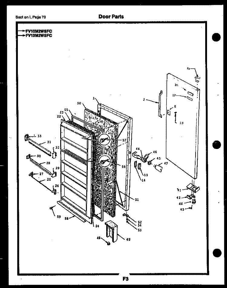 DOOR PARTS Diagram and Parts List for FV16M4WSFB  Frigidaire Freezer
