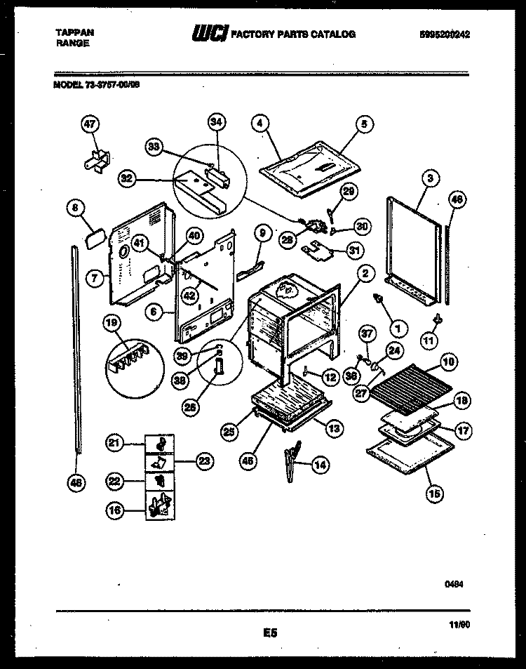 LOWER BODY PARTS Diagram and Parts List for 73-3757-23-08  Tappan Range