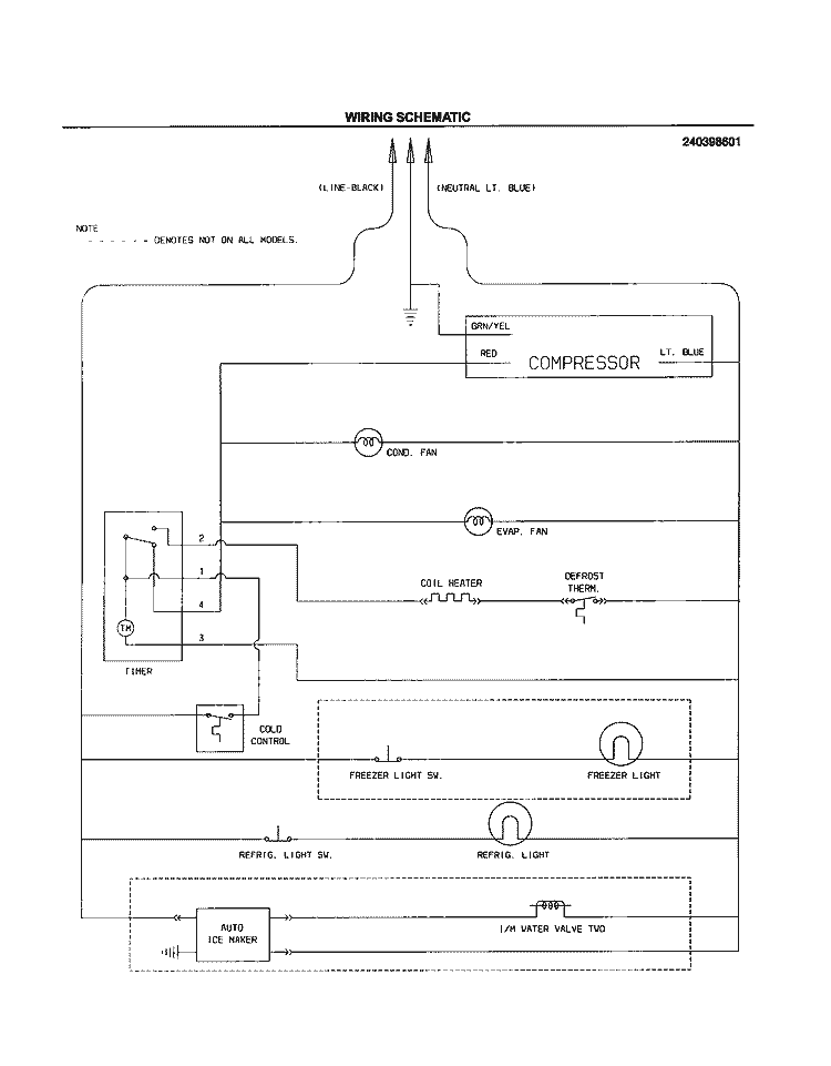WIRING SCHEMATIC Diagram and Parts List for FRT14G4BQ1  Frigidaire Refrigerator