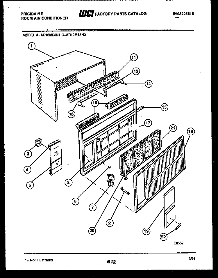 CABINET PARTS Diagram and Parts List for AR10ME5N2  Frigidaire Air Conditioner