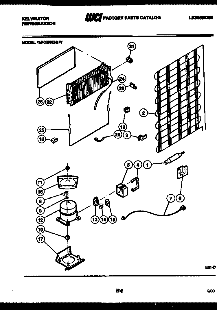 SYSTEM AND AUTOMATIC DEFROST PARTS Diagram and Parts List for TMK180EN1F  Kelvinator Refrigerator