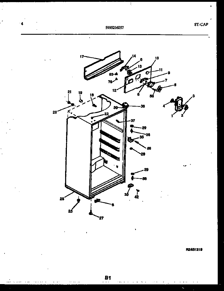 CABINET PARTS Diagram and Parts List for RT143NLDD  Frigidaire Refrigerator