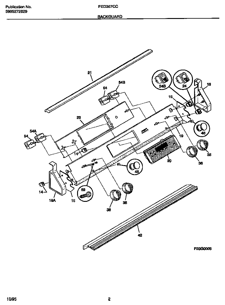 BACKGUARD Diagram and Parts List for FED367CCBA  Frigidaire Wall Oven