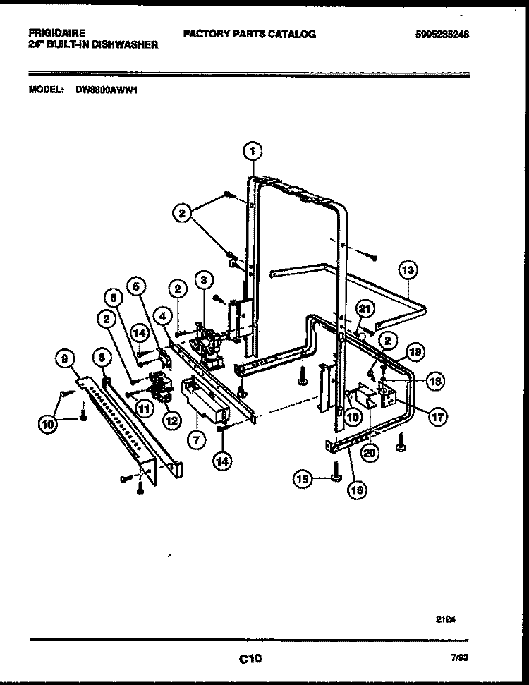 POWER DRY AND MOTOR PARTS Diagram and Parts List for DW8800AWW1  Frigidaire Dishwasher
