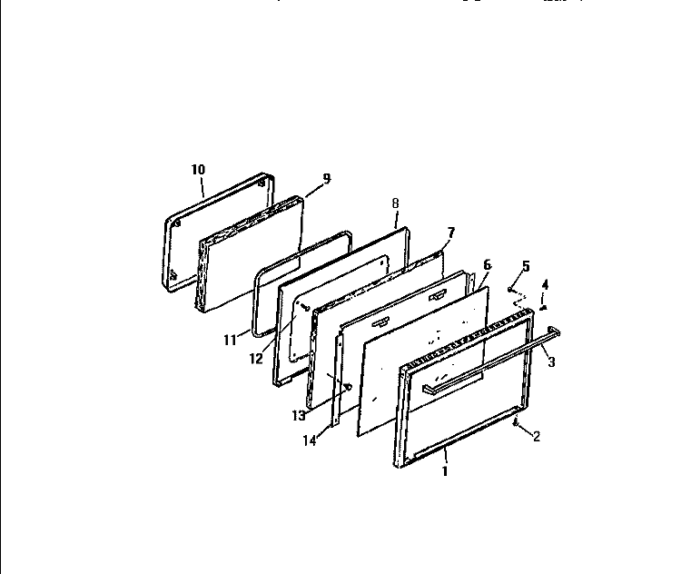 DOOR Diagram and Parts List for GF780HXD0  Frigidaire Wall Oven