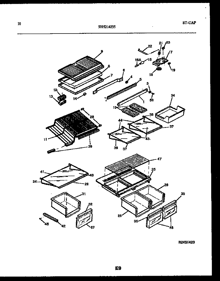 SHELVES AND SUPPORTS Diagram and Parts List for FPW18TPLL1  Frigidaire Refrigerator