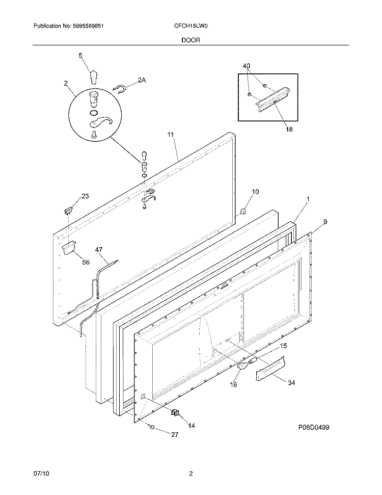 DOOR Diagram and Parts List for CFCH15LW0  Crosley Freezer