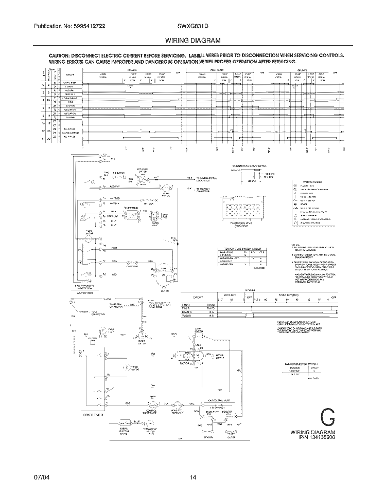 WIRING DIAGRAM Diagram and Parts List for SWXG831DS0  Westinghouse Washer Dryer Combo