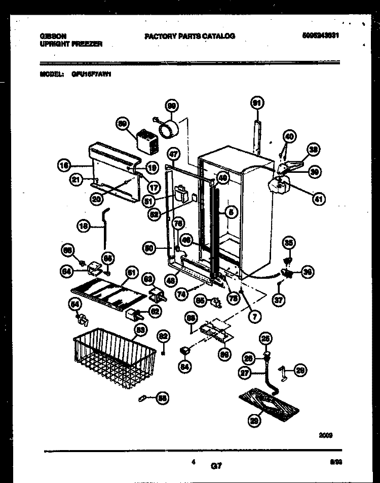 CABINET PARTS Diagram and Parts List for GFU16F7AW1  Gibson Freezer