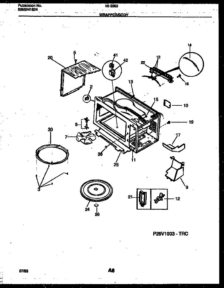 WRAPPER AND BODY PARTS Diagram and Parts List for 56-3863-10-01  Tappan Microwave