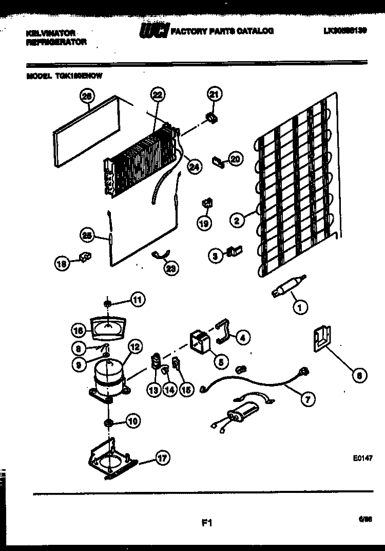 SYSTEM AND AUTOMATIC DEFROST PARTS Diagram and Parts List for TGK180EN0D  Kelvinator Refrigerator