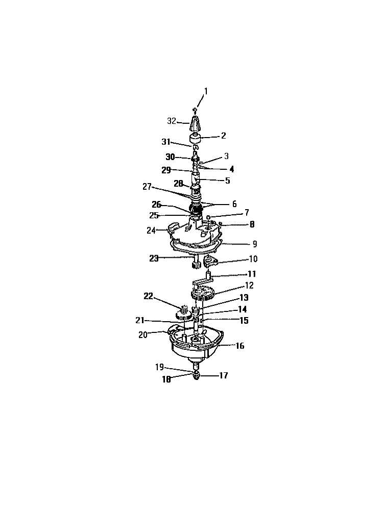 TRANSMISSION Diagram and Parts List for AW400A0F  Kelvinator Washer