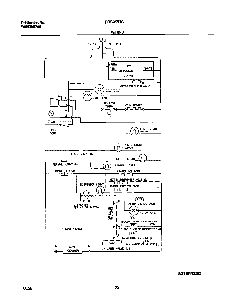 WIRING DIAGRAM Diagram and Parts List for FRS26ZRGW0  Frigidaire Refrigerator