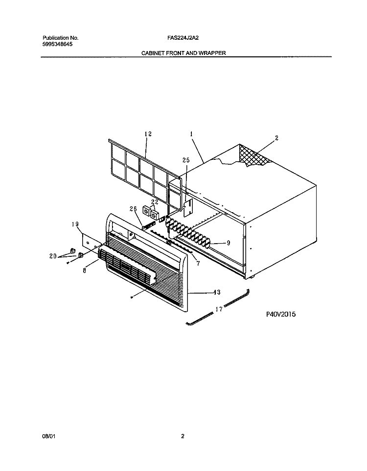WRAPPER Diagram and Parts List for FAS224J2A2  Frigidaire Air Conditioner