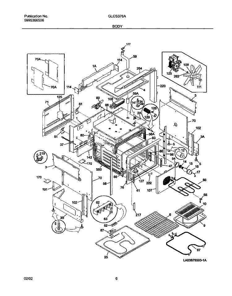 BODY Diagram and Parts List for GLCS376ASC  Frigidaire Range