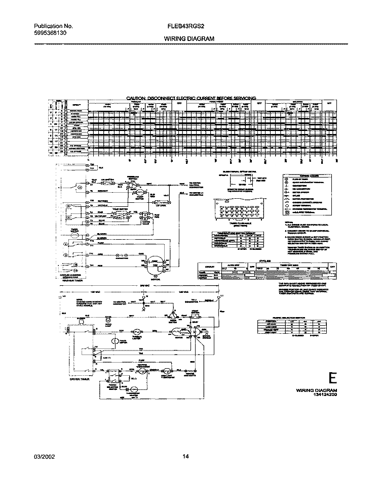 134124200 WIRING DIAGRAM Diagram and Parts List for FLEB43RGS2  Frigidaire Washer Dryer Combo