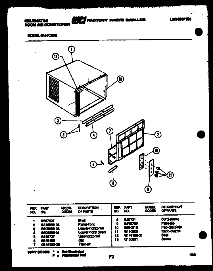 CABINET PARTS Diagram and Parts List for S418C2SB  Kelvinator Air Conditioner