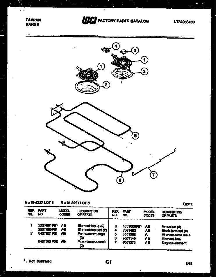 BROILER PARTS Diagram and Parts List for 31-2237-00-03  Tappan Range
