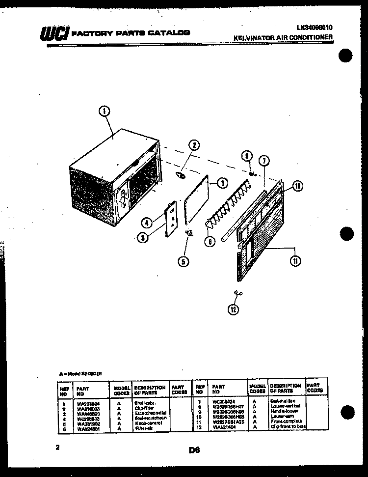 CABINET PARTS Diagram and Parts List for S208C1E  Kelvinator Air Conditioner