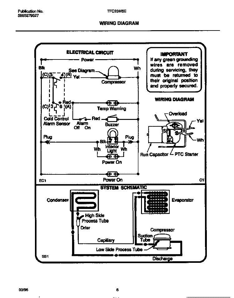 WIRING DIAGRAM Diagram and Parts List for TFC23M6EW0  Tappan Freezer