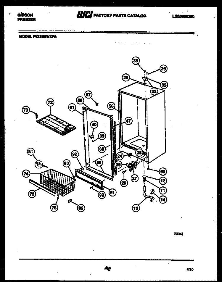 CABINET PARTS Diagram and Parts List for FV21M9WXFA  Gibson Freezer