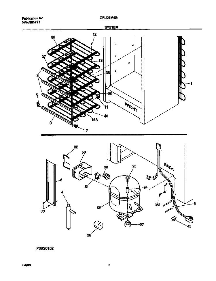 SYSTEM Diagram and Parts List for GFU21M4GW0  Gibson Freezer
