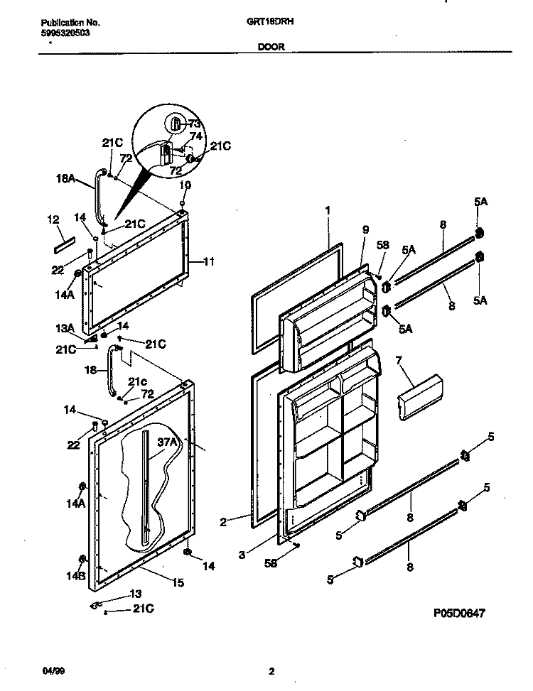 DOORS Diagram and Parts List for GRT18DRHW0  Gibson Refrigerator