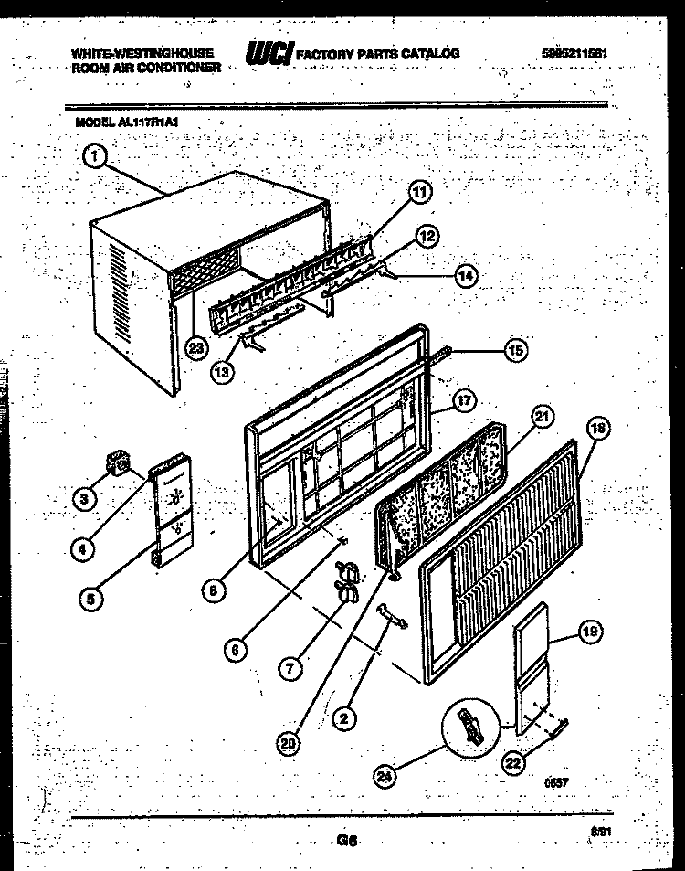 CABINET PARTS Diagram and Parts List for AL117R1A1  Frigidaire Air Conditioner