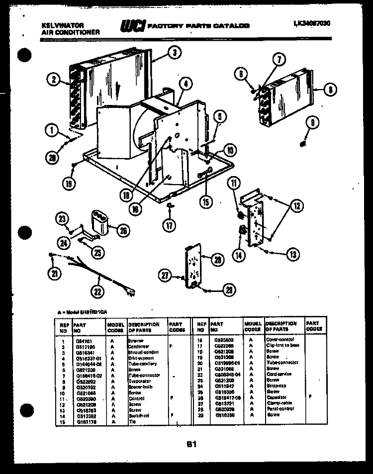 UNIT PARTS Diagram and Parts List for SH310D1QA  Kelvinator Air Conditioner