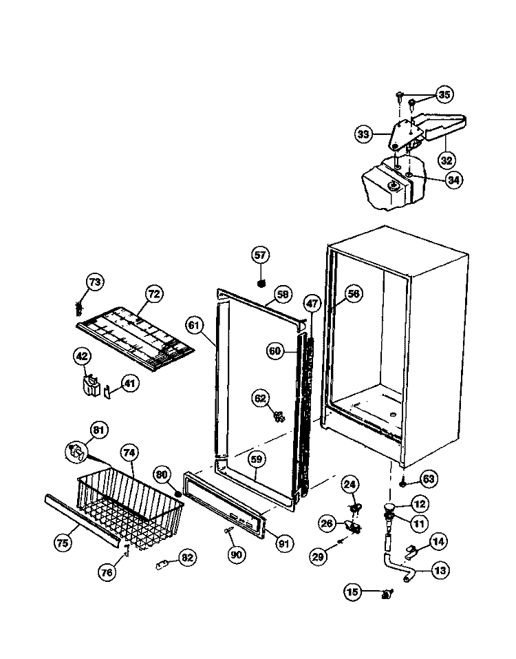 CABINET Diagram and Parts List for GFU21M9AW4  Gibson Freezer