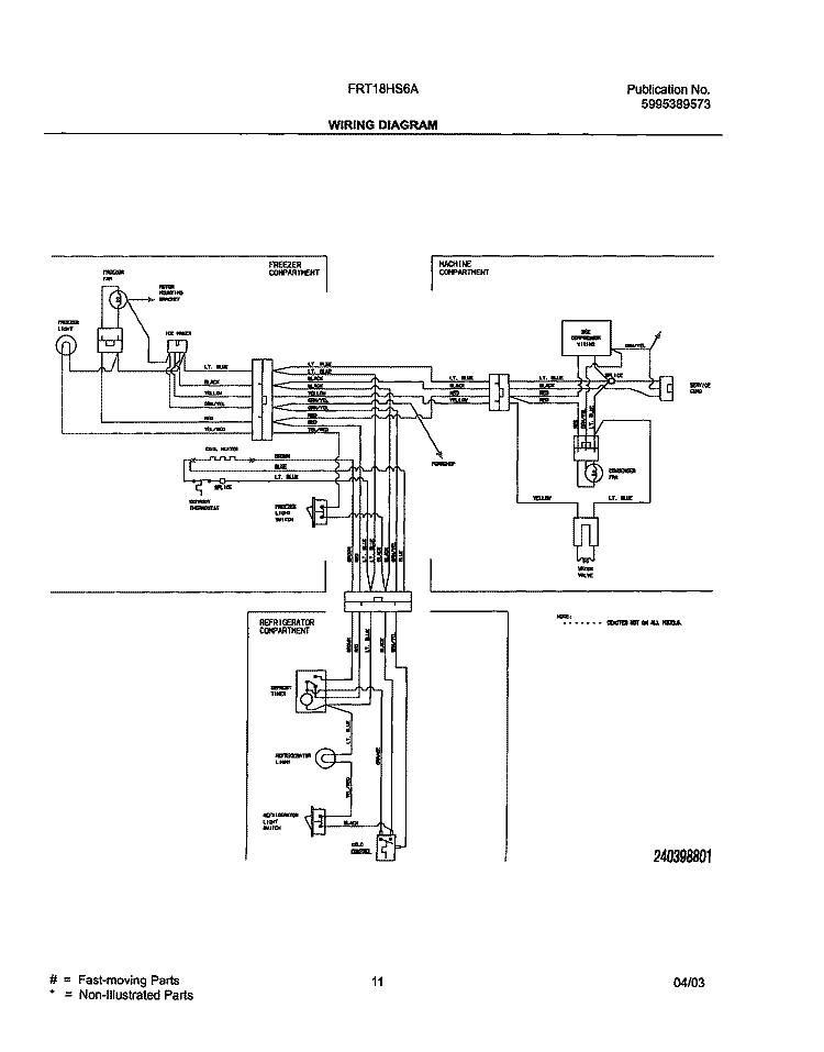 WIRING DIAGRAM Diagram and Parts List for FRT21HS6AB4  Frigidaire Refrigerator