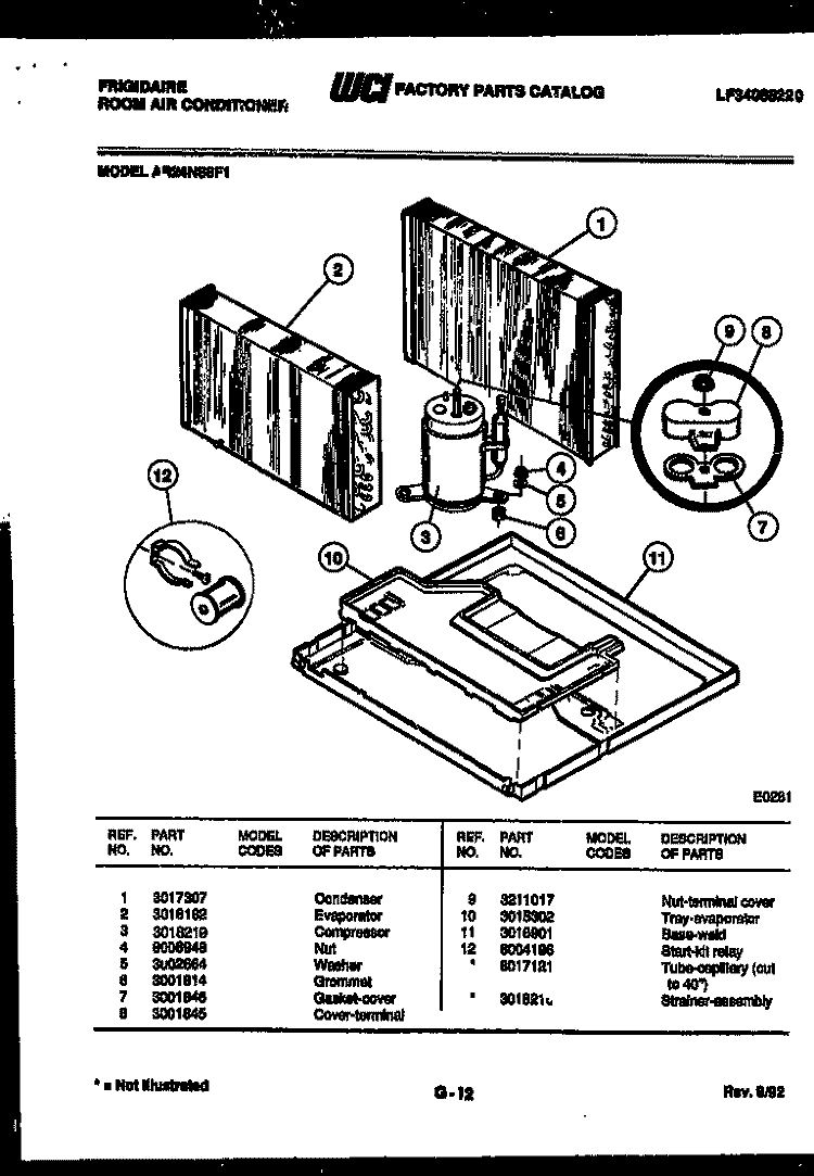 SYSTEM PARTS Diagram and Parts List for AR24NS8F1  Frigidaire Air Conditioner