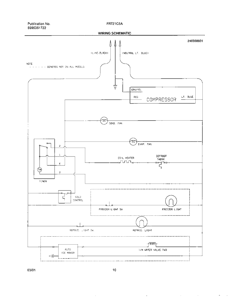 WIRING SCHEMATIC Diagram and Parts List for FRT21C5AQ1  Frigidaire Refrigerator