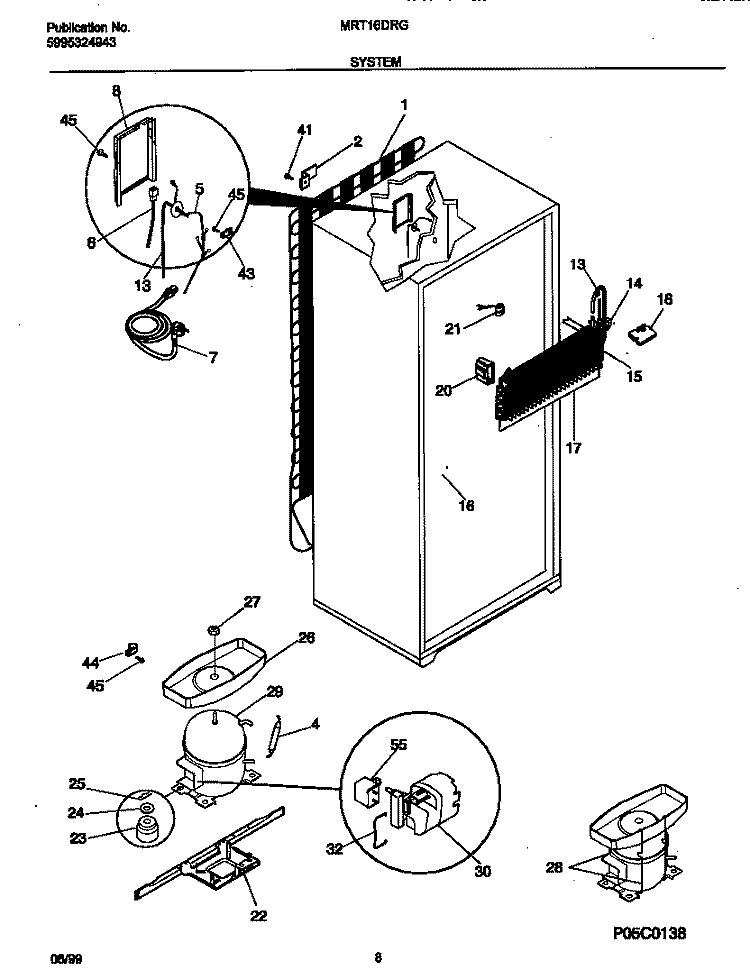 SYSTEM Diagram and Parts List for MRT16DRGD7  Frigidaire Refrigerator