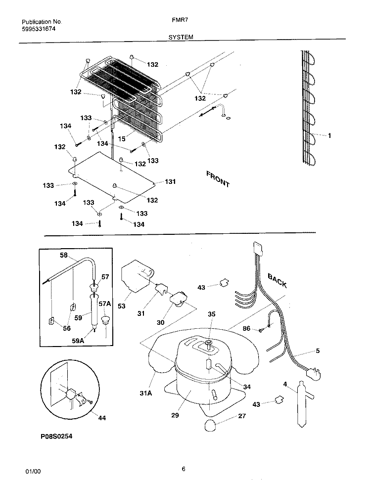 SYSTEM Diagram and Parts List for FMR7  Electrolux Freezer