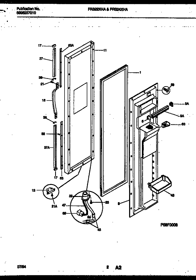 FREEZER DOOR PARTS Diagram and Parts List for FRS24XHAB1  Frigidaire Refrigerator