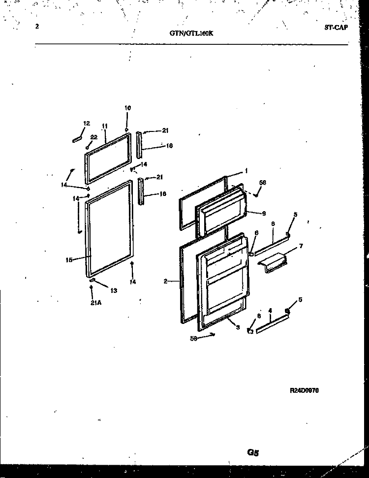 DOOR PARTS Diagram and Parts List for GTL160HK0  Frigidaire Refrigerator