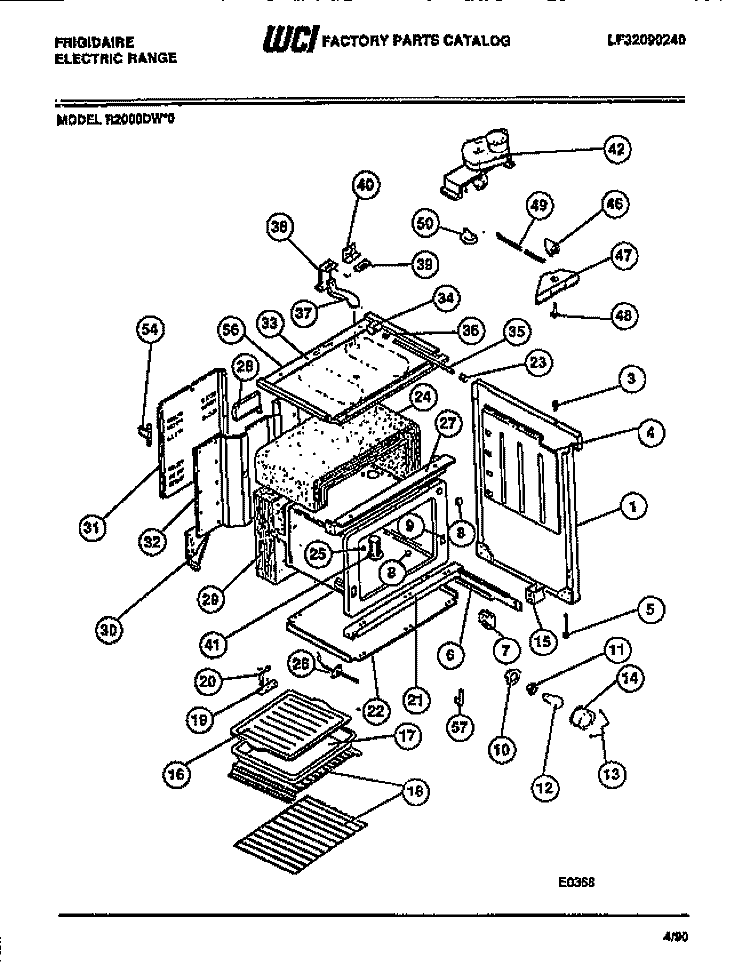 OVEN LINER, SIDE PANELS Diagram and Parts List for R2000DL0  Frigidaire Wall Oven