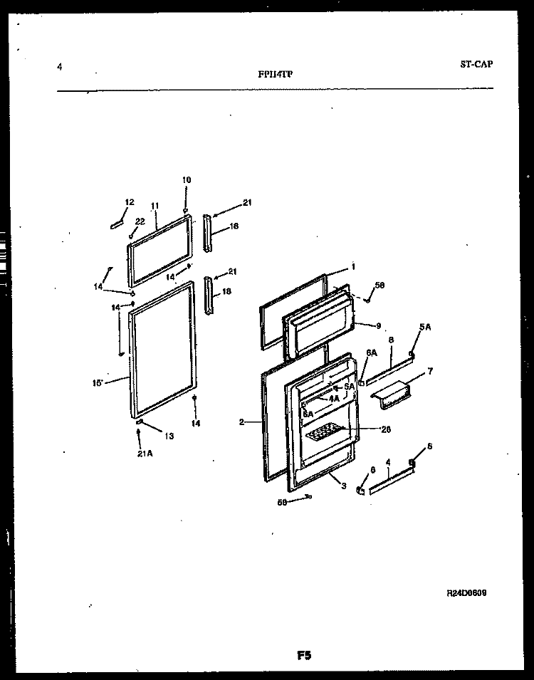 DOOR PARTS Diagram and Parts List for FPI14TPH0  Frigidaire Refrigerator