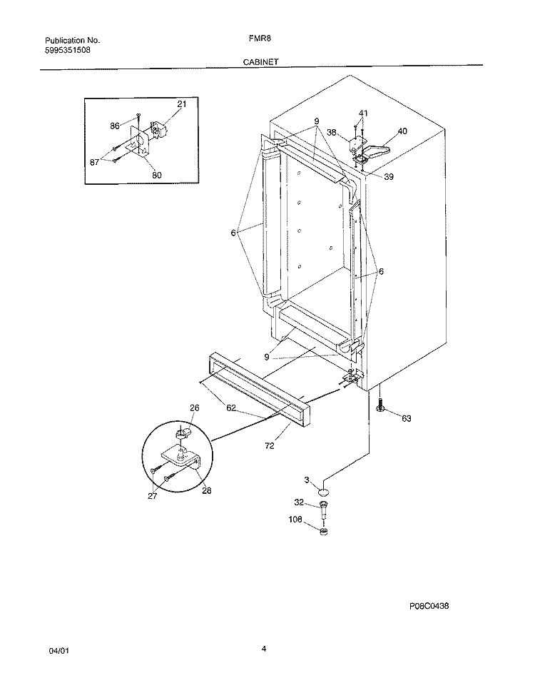 CABINET Diagram and Parts List for FMR8  Electrolux Freezer